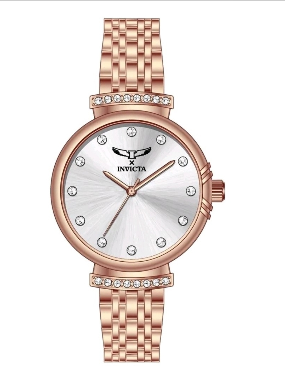 Invicta Angel Women's Watch - 34mm, Rose Gold w/ Silver Dial